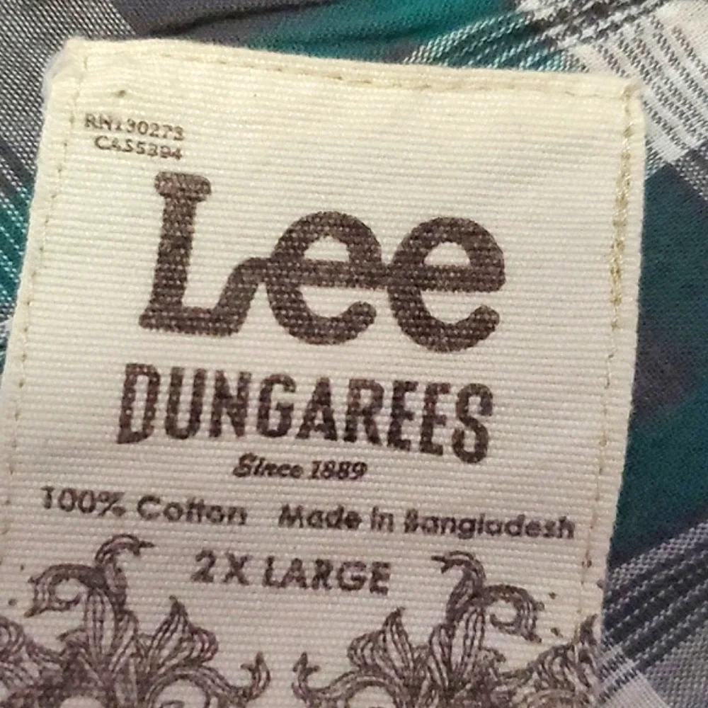 Lee Dungarees Green Plaid Short Sleeve Button Down Shirt Western Festival 2XL